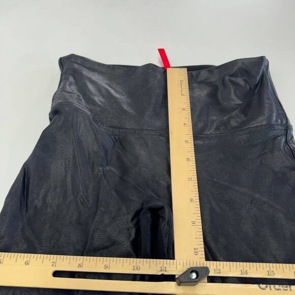 Spanx Leggings Womens Small Black Faux Leather Stretch‎ High Rise Seamless - Picture 8 of 9